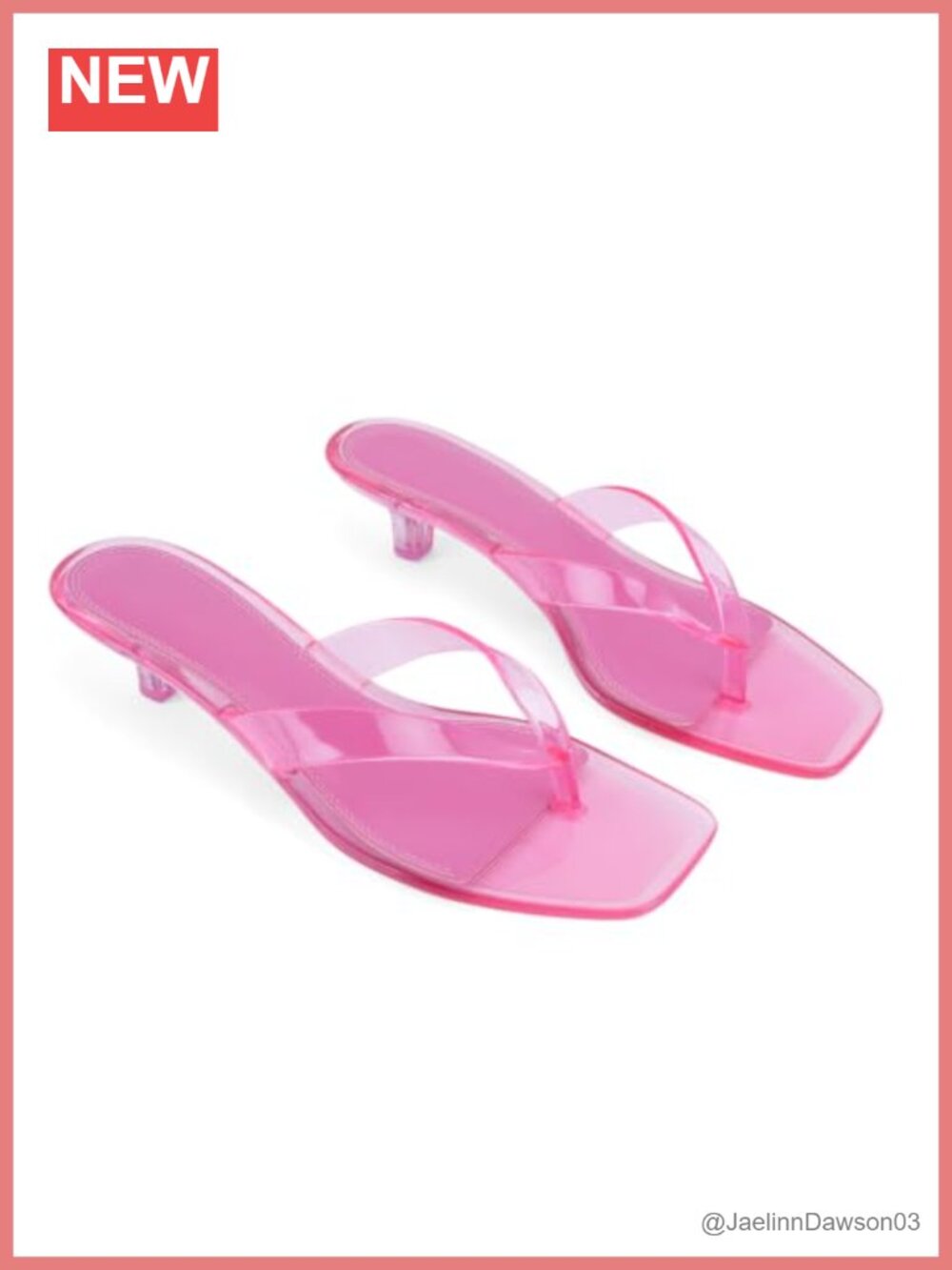 Women's Kitten Heels Square Toe Jelly Thong Sandals Slip On Summer